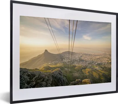 Produktbild von MuchoWow® MuchoWow® Gerahmtes Poster Blick vom Tafelberg über Kapstadt bei Sonnenuntergang 40x30 cm - Poster mit zchwarzem Bilderrahmen - Bilderrahmen - Poster im Rahmen