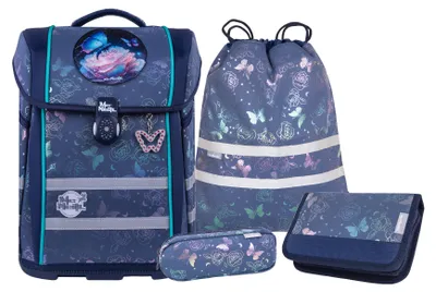 Produktbild von McNeill Schulranzen Ergo Perfecto Schoolbag Set 5-teilig Roses blau