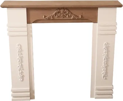 Produktbild von Casa Padrino Landhausstil Kaminumrandung Antik Weiß / Braun 110 x 22 x H. 98 cm - Shabby Chic Möbel