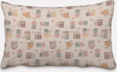 Produktbild von SCHÖNER LEBEN. Kissenhülle Weihnachten Häuser natur rosa blau rot ge Größe 60x80cm (HxB) 60x80cm (HxB) Größe