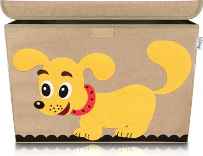 Image de Boîte de rangement Lifeney pour enfants, grande taille 51 x 36 x 36 I Coffre à jouets I Coffre avec couvercle pour chambre d'enfant I Boîtes de rangement avec couvercle I Rangement pour jouets (chien)