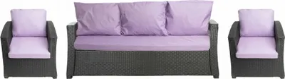 Obrázek produktu pro Zahradní polštáře na polyratanový nábytek pro 5 osob fialový Sedací na pohovku 168x60, 2 polštáře na křesla 56x50, polštáře na zahradní nábytek