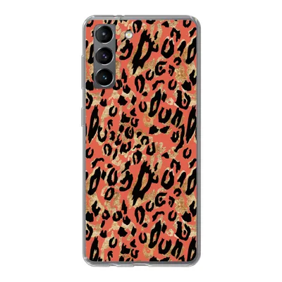 Produktbild von MuchoWow® Handyhülle Schutzhülle Hülle für Samsung Galaxy S21 Pantherdruck - Gold - Rosa Silikon Softcase Handy Hülle - Softcase