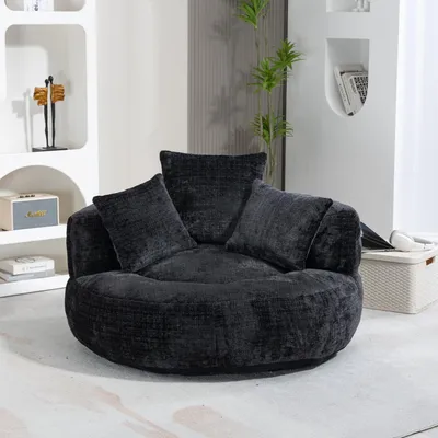 Immagine prodotto di Poltrona sacco con 3 cuscini, colore nero, adatta per interni ed esterni