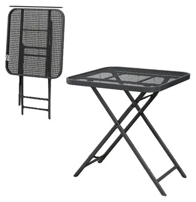 Image de Table de jardin, modèle pliable, acier résistant aux intempéries, noir