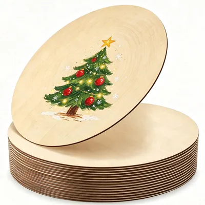 12 runde Holzplatten 30 cm