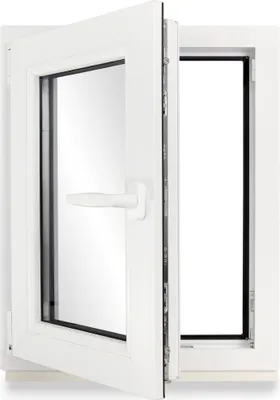 Produktbild von Kellerfenster Kunststoff weiß Dreh-Kipp 55x80 cm(BxH) DIN Links 2 -fach Glas Dichtung Schwarz