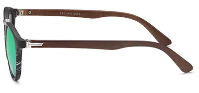 Produktbild von styleBREAKER Uni Sonnenbrille Panto Holzoptik | Runde Retro Brille mit Metallsteg & UV400 | Modisches Wood Look Design (Kunststoff) inkl. Etui & Tuch