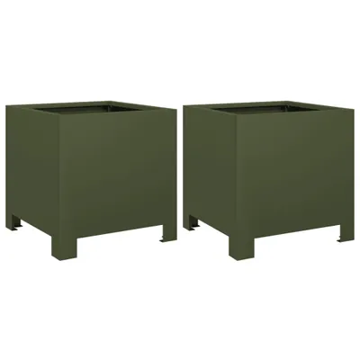 Produktbild von Pflanzkübel 2 Stk. Olivgrün 30x30x30 Stahl