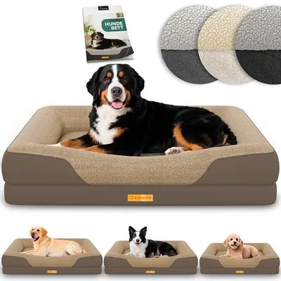 Image de Lit orthopédique pour chien ELONEO, taille XL - Marron
