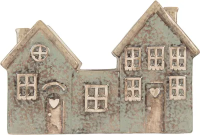 Immagine prodotto di Clayre & Eef Portacandele House 22x9x15 cm in Vetroceramica verde