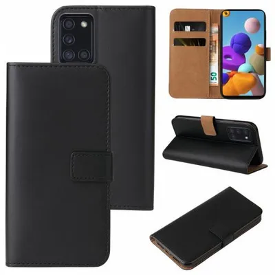 Produktbild von Kunstleder Flip-Hülle für Smartphones - Farbe: Schwarz - Modellkompatibilität: Für Samsung Galaxy A21S