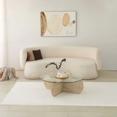 Produktbild von Skye Decor, Himalayas - Travertine, Couchtische, Travertin, Glas, 90 x 30 x 90 cm