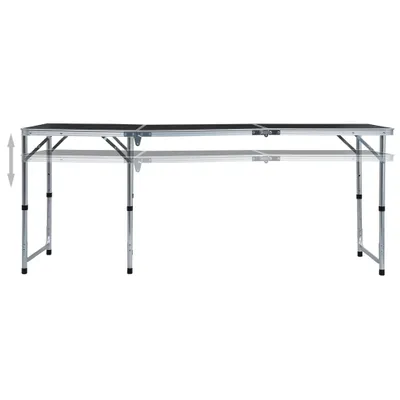 Produktbild von vidaXL Klappbarer Campingtisch Grau Aluminium 180 x 60 cm