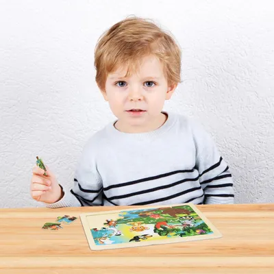 Produktbild von 4 x 24 Teile Holz Kinderpuzzle - Lernspielzeug für Kleinkinder - Montessori Kinderpuzzle - 3, 4, 5, 6 Jahre - Puzzle für Kinder von 3 bis 6 Jahren
