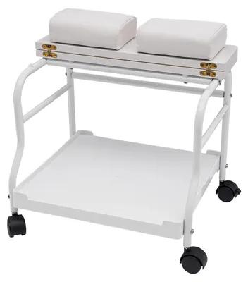 Zdjęcie produktu dla Wózek do pedicure – wózek na kąpiel stóp – na kółkach – przenośny – 50 x 42 x 47 cm – do salonu kosmetycznego – żelazo/drewno/tworzywo sztuczne – biały