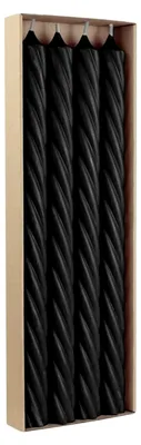 Produktbild von Stabkerzen aus Paraffin, RUSTIC TWIST, 350/28 mm, Schwarz, Brenndauer ca. 20h, 4 Stück pro Verpackung