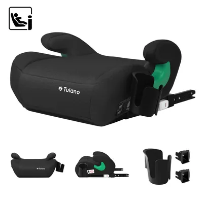Produktbild von Tulano Cabby 35 i-Size Kindersitz 125–150 cm – ECE R129/03, ISOFIX + Gurt, abnehmbarer Bezug, Getränkehalter, schwarz
