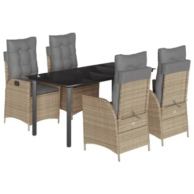 Produktbild von vidaXL 5-tlg. Garten-Essgruppe mit Kissen Beige Poly Rattan