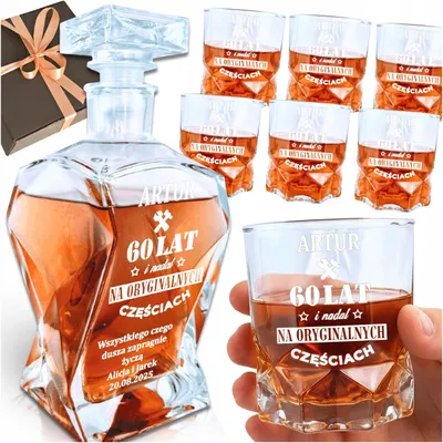 Produktbild von Karafafe EDWANEX 0,7 l Glas mit 6 Gläsern und graviertem Design