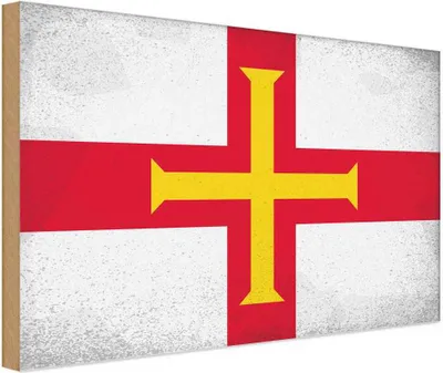 Produktbild von vianmo Holzschild 20x30 cm Guernsey Vintage Flagge Fahne Wappen