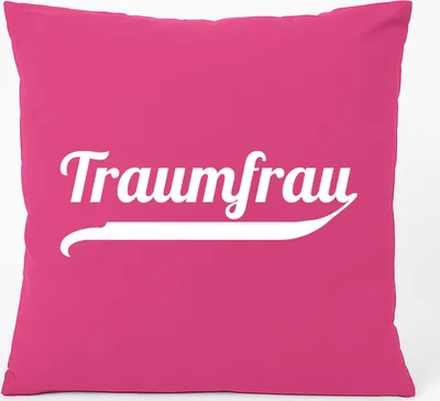 Produktbild von Huuraa Kissen Traumfrau Schriftzug 40x40cm mit Füllung Fuchsia Baumwolle Dekokissen Geschenkidee