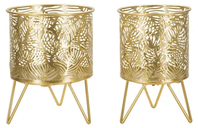 Productafbeelding van Metal plantenstandaard NATY, set van 2 stuks, goudkleurig, Ø 16x20 cm