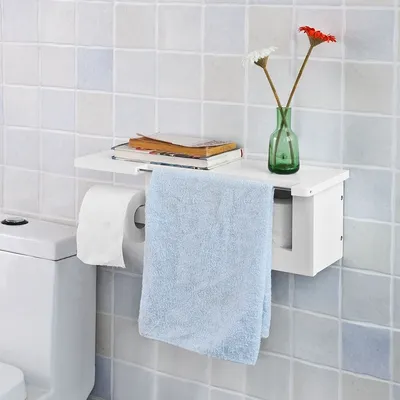Produktbild von SoBuy® Nástenný držiak na toaletný papier, kúpeľňová polička, FRG175-W