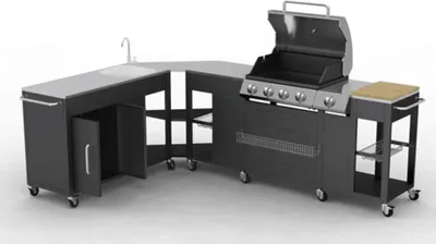 Image de vidaXL Cuisine d'extérieur avec barbecue à gaz et 4 brûleurs Ohio NOUVEAU