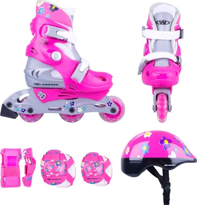 Produktbild von Inlineskates Kinder Polly + Helm + Schoner - Größe 34-37 verstellbar - rosa Inliner