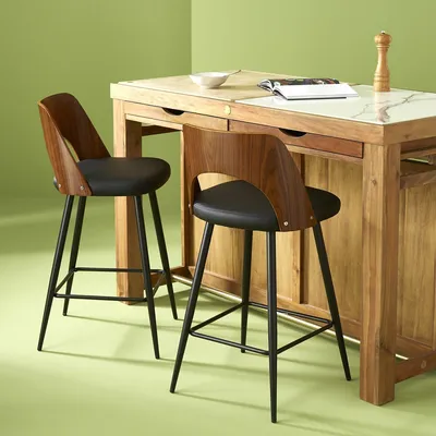 Obrázek produktu pro Černá vinylová barová stolička, šířka 45 cm - AUSTIN