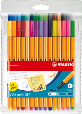 Image de Feutres fins - STABILO point 88 - Pack de 30 - avec 30 couleurs différentes dont 5 fluos