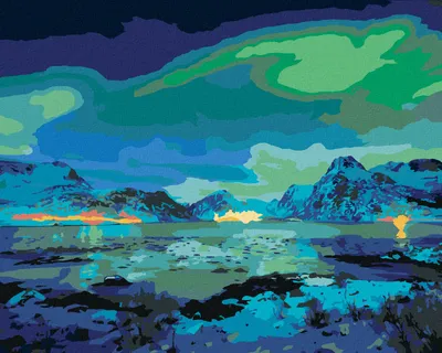 Produktbild von Zuty - Malen nach Zahlen - POLARLICHT ÜBER DEN BERGEN, 40x50 cm, ohne Keilrahmen