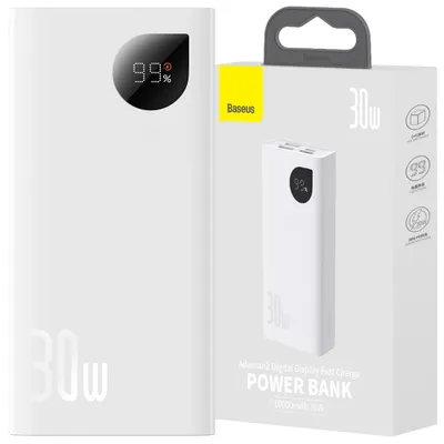 Produktbild von Powerbank Baseus Adaman2 Mit Digitaler Anzeige 2X Usb-A / 1X Usb-C 10000Mah 30W - Weiss