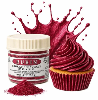Produktbild von Essbarer Glitzer Pulver Rubinrot für Torten, Kuchen, Fondant, Desserts und Speisen