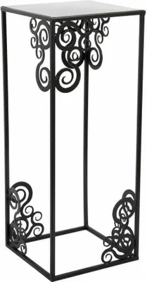 Produktbild von HowHomely Modern Pflanzenständer mit Ornamente, Blumenhocker aus Metall Schwarz 60 cm Höhe - Blumenständer für das Haus