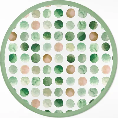 Produktbild von Aquarellierte Punkte gemalt Boho Kreise– Vinyl Küchenteppich – fi 90cm – Rutschfest, pflegeleicht & langlebig