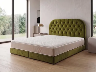 Produktbild von Polsterbett  LEON 4 mit Kopfteil, modernes gepolstertes Bett in 140 x 200 cm Farbe: Grün