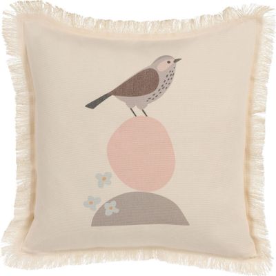 BELIANI Poduszka dekoracyjna beżowa z nadrukiem 60 x 60 cm nowoczesna minimalistyczna z wypełnieniem ozdobna akcesoria salon sypialnia