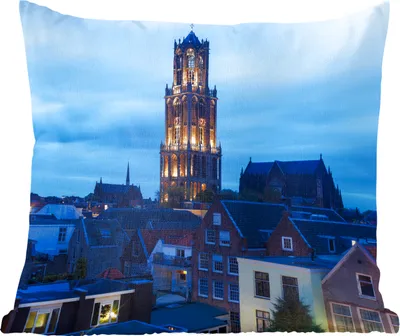 Produktbild von MuchoWow® Zierkissen Sofakissen Wohnzimmer Dekokissen 40x40 cm Domturm - Utrecht - Licht - Foto Kissen - Schlafzimmer Dekoration