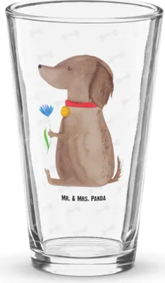 Produktbild von Mr. & Mrs. Panda Glas Hund Blume - Transparent - Geschenk, Sprüche, Niedlich, Trinkglas, Longdrinkglas, Hunde, Bierglas, Hundeliebe, Cocktailglas, Wasserglas