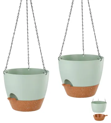 Produktbild von Selbstbewässernder Hängeampeltopf 25 cm Kunststoff Wasserstandsanzeige Innen und Außenbereich