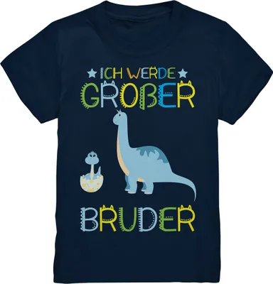 Produktbild von Dinosaurier Großer Bruder Dino T-Shirt – Navy / 122/128 (7-8)