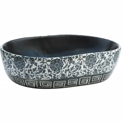 Produktbild von vidaXL Aufsatzwaschbecken Schwarz und Blau Oval 47x33x13 cm Keramik