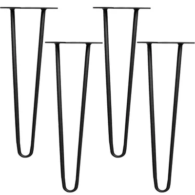 Immagine prodotto di Set di 4 gambe per tavolo a forcina in acciaio, alte 60 cm, con protezioni per il pavimento