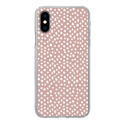 Produktbild von MuchoWow® Handyhülle Schutzhülle Hülle für iPhone X Polka dots - Weiß - Rosa Silikon Softcase Handy Hülle - Handyhülle