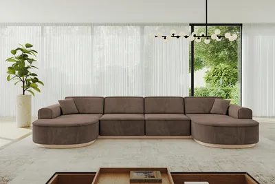Produktbild von ALTDECOR Ecksofa in U-Form  MARI-U2-v1 - 388x171x83 cm Braun -  Corner Sofa Bett Eckcouch Couch L-Form Wohnlandschaft Cauchsofa