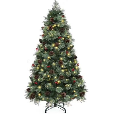 Produktbild von 180m Künstlicher Weihnachtsbaum mit 650 Spitzen, Tannenbaum mit 300 LEDs Beleuchtung, 11 Modi, Dekobaum, KI-generiertes Bild