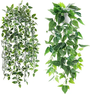 Image de Plantes grimpantes artificielles, lot de 2, lierre, pour intérieur et extérieur