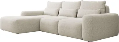 Produktbild von Selsey Carnos – Ecksofa mit Schlaffunktion, Lendenkissen, Chenille, Creme, links